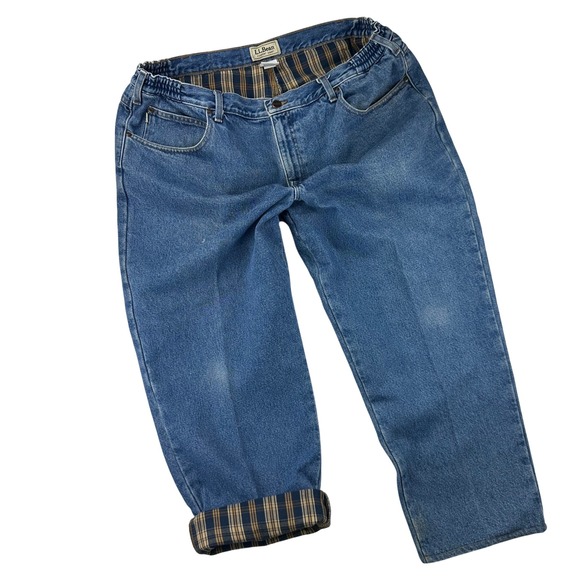 L.L. Bean Other - LL Bean Flannel Lined Jeans Mens Comfort Waist 42x29‎ Blue Relaxed Straight Y2K